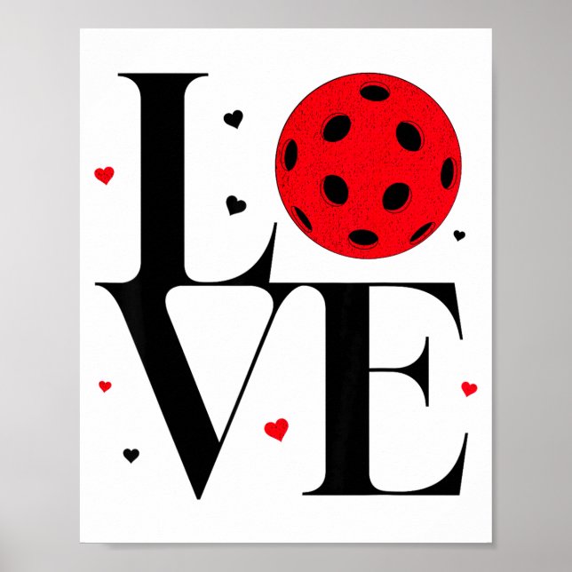 Love Ckleball Valentines Day Cute Red Heart  Poster (Vorne)