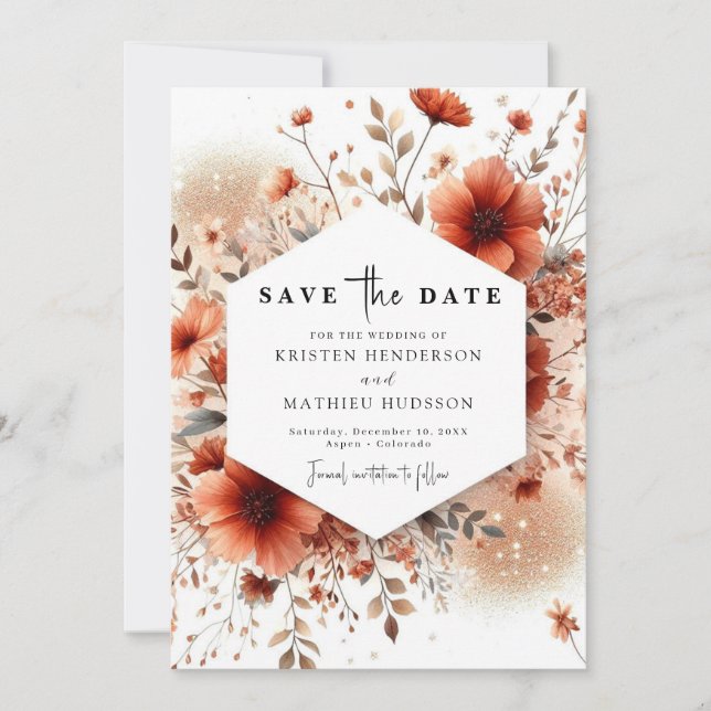 Love Classic Terracotta Wedding Save The Date (Vorderseite)