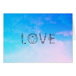 * LOVE Clouds Sky Watercolor Turquoise White