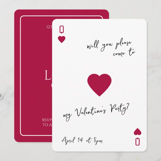 Love Club Ace Of Hearts Card Valentines Invitation (Devant / Derrière)