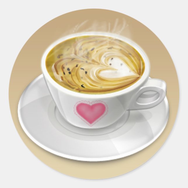 Love Coffee tasse et coeur Sticker Valentine (Devant)