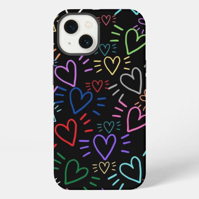 Love Colored Hearts iPhone Hülle (Rückseite)
