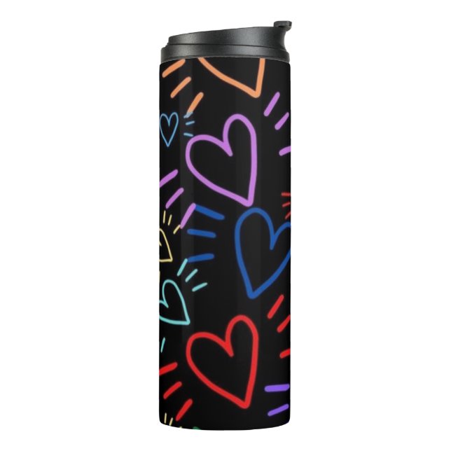 Love Colored Hearts Thermosbecher (Nach links gedreht)