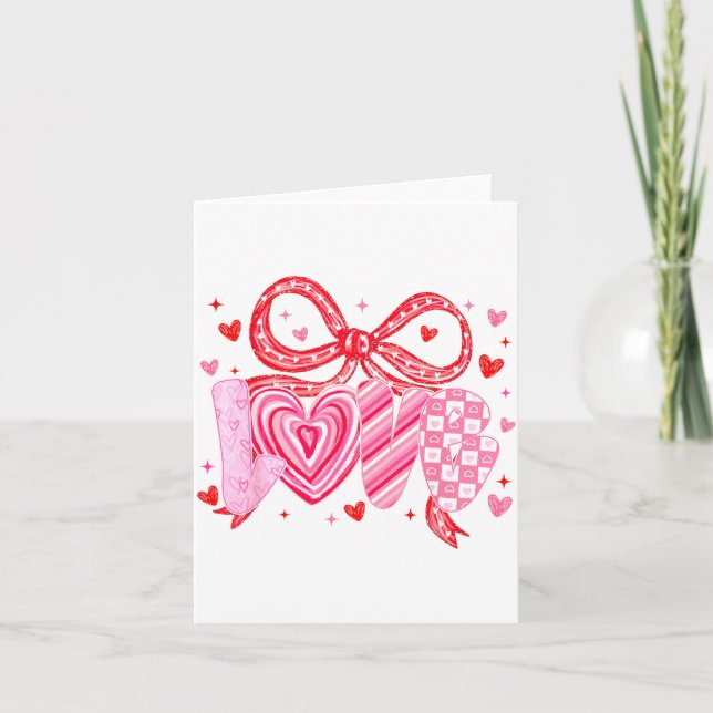 Love Coquette Bow Leopard Hearts Valentine Women G Karte (Vorderseite)