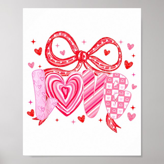 Love Coquette Bow Leopard Hearts Valentine Women G Poster (Vorne)