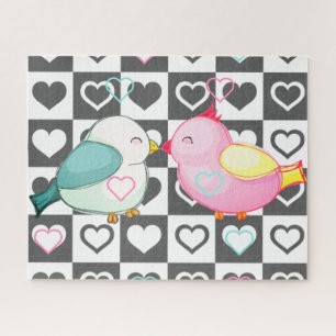 Love Couple Birds Jigsaw Puzzle Puzzle avec Coeurs