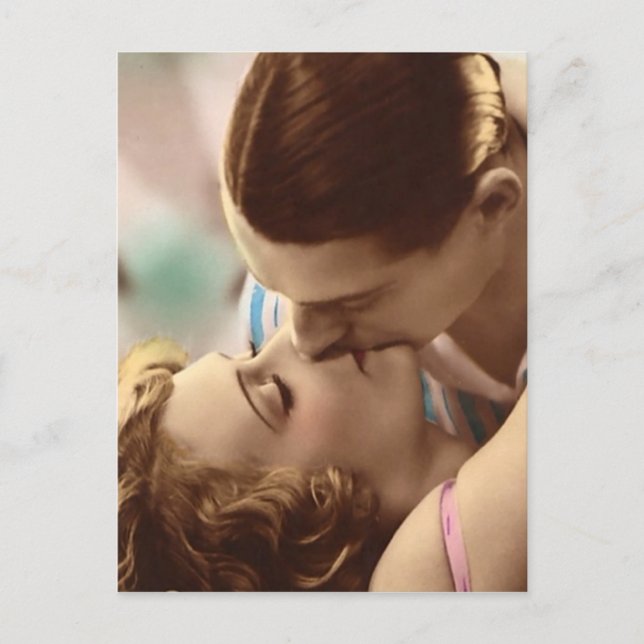 Love Couple French Postcard Postkarte (Vorderseite)