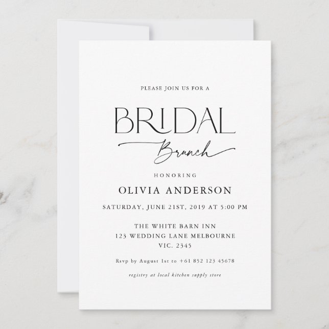 Love Couple Schriftart Bridal Brunch Einladung (Vorderseite)