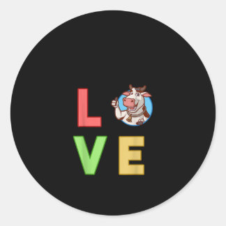 Love Cow Gift Runder Aufkleber