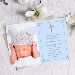 Love Cross Foto Taufe/Christening Einladung