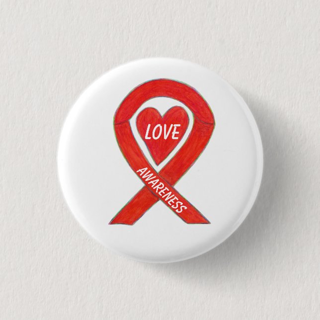 Love Custom Heart Awareness Ribbon Pins Button (Vorderseite)