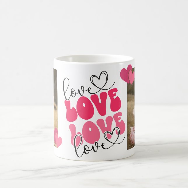 LOVE Custom Photos Coeurs Saint Valentin Mug (Centre)