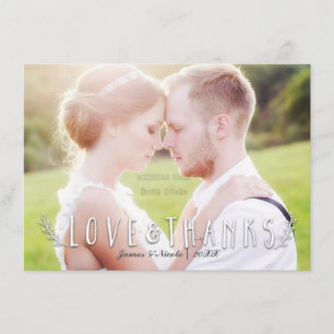 LOVE & DANKSAGUNG Typografie-Fotokarte Vorder- und Dankeskarte