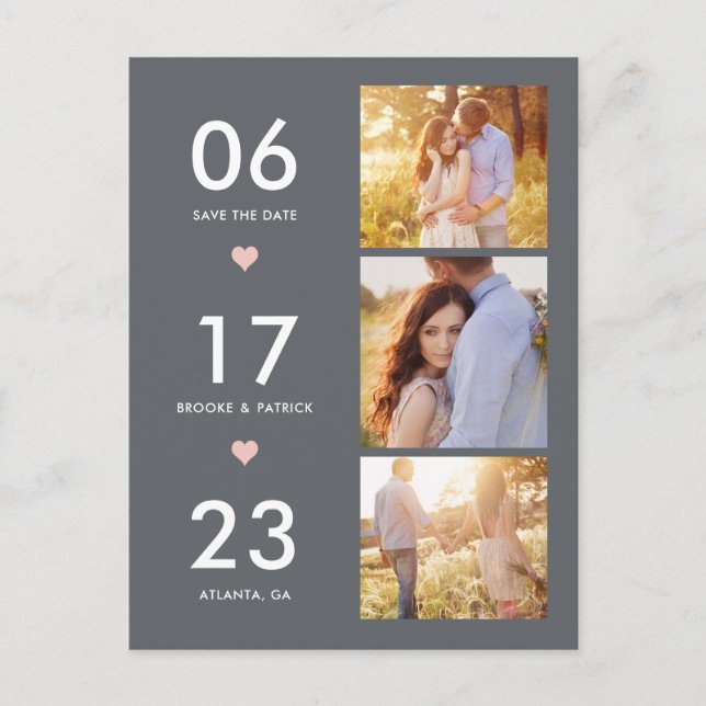 Love Date EDITABLE FARBE Save the Date Postcard Postkarte (Vorderseite)