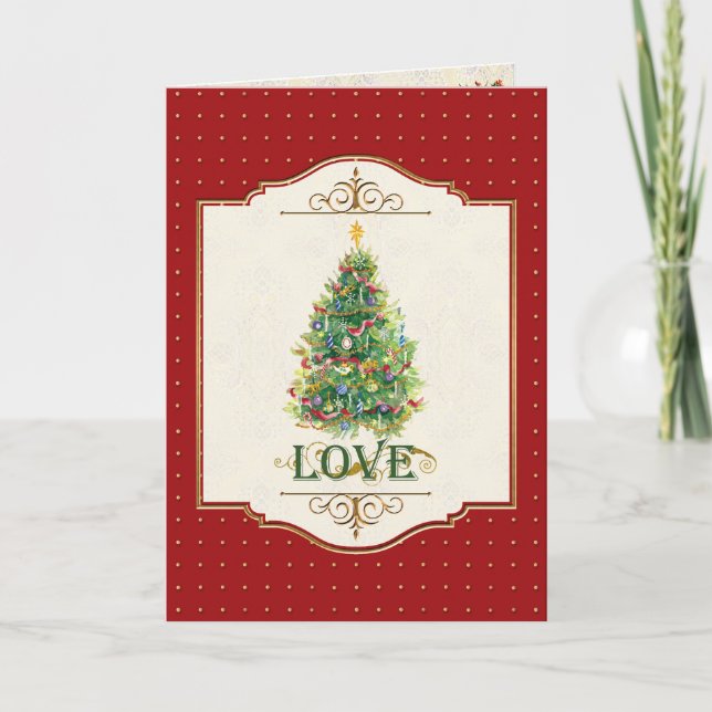 Love Décoré Noël Arbre étoile Carte de voeux (Devant)