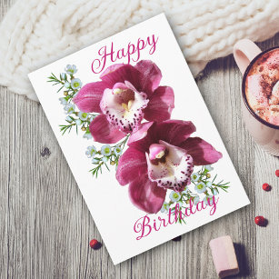 Love Deep Pink Winter Orchids Geburtstagskarte Karte