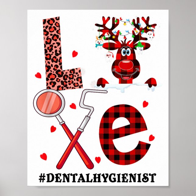 Love Dental Christmas Reindeer Dental Squad Xmas D Poster (Vorne)