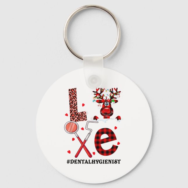 Love Dental Christmas Reindeer Dental Squad Xmas D Schlüsselanhänger (Vorderseite)