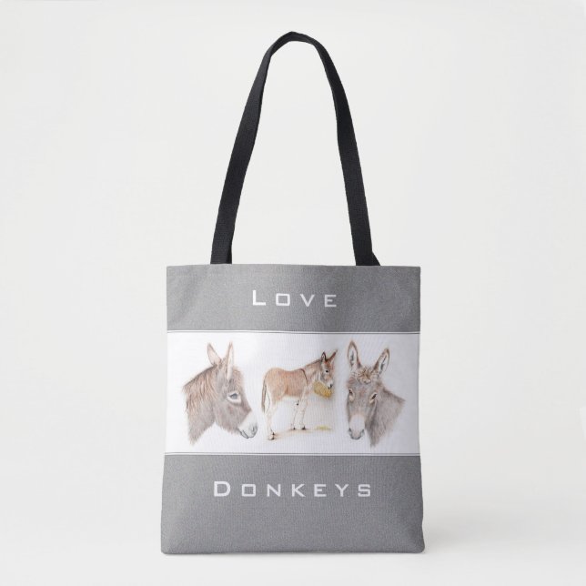 Love Donkeys Grey Sac fourre-tout (Devant)