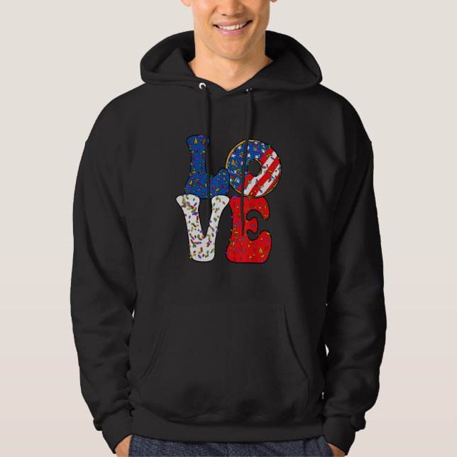 Love Donut Sprinkle with USA American flag for 4th Hoodie (Vorderseite)