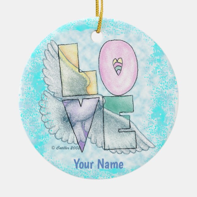 Love Dove Keramik Ornament (Vorne)