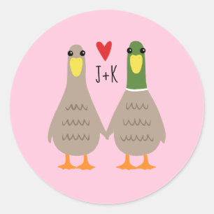 Love Ducks Initiales personnalisées Autocollants V