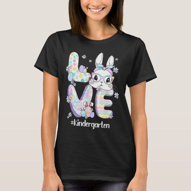 Love Easter Kindergarten Teacher Bunny Cute Face H T-Shirt (Vorderseite)