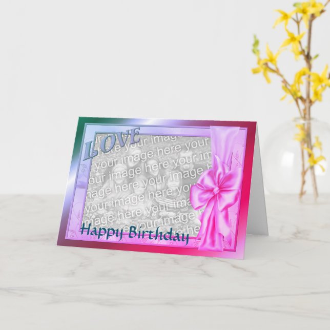 Love Elegant Frame Photo Carte Anniversaire (Fleur jaune)