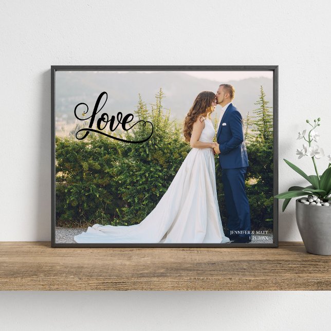 Love Elegant Script Wedding Photo Wall Art (Créateur téléchargé)