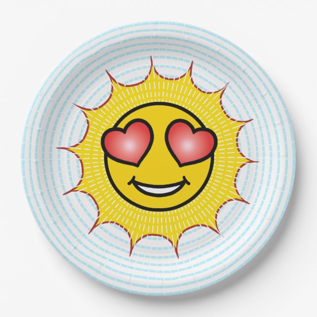 Love Emoji Sun Pappteller (Vorderseite)