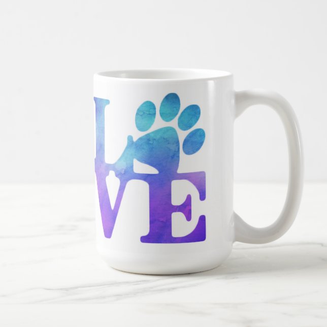 Love Empreintes de pattes café Mug (Droite)