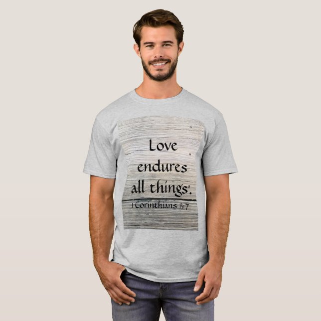 Love Endures Bible Écriture T-shirt Homme (Devant entier)