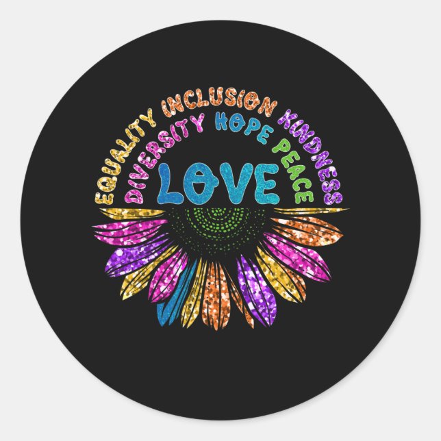 LOVE Equality Inclusion Diversity Hope Peace Runder Aufkleber (Vorderseite)