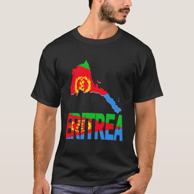 Love Eritrea With Eritrean Flag Inside Eritrea Map T-Shirt (Vorderseite)