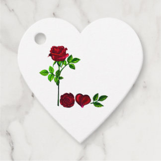 LOVE - Étiquette cadeau de coeur - Rose peint à la
