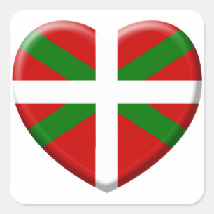 love Fahne das Baskenland Quadratischer Aufkleber