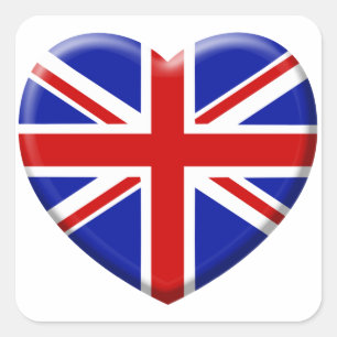 love Fahne England Quadratischer Aufkleber