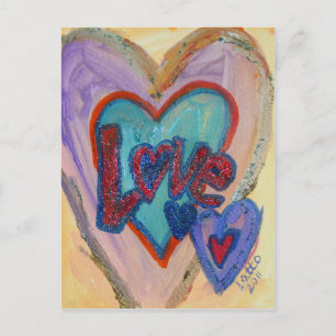 Love Family Hearts Art Painting Carte postale