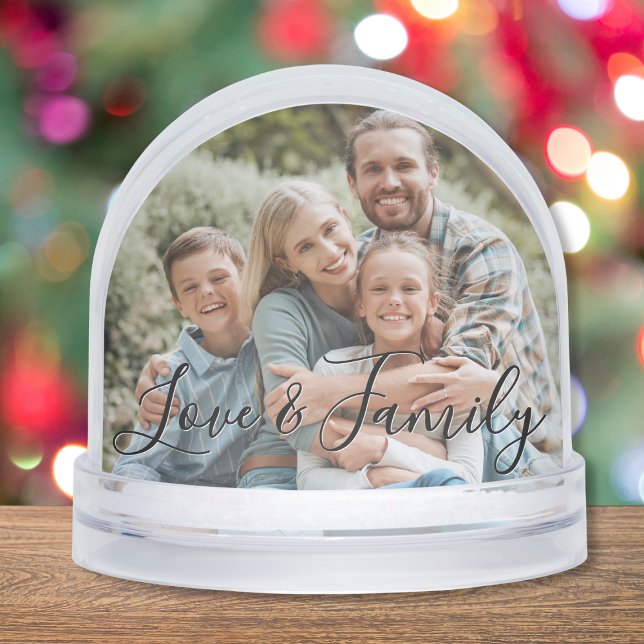 Love & Family Simple Modern Photo Template Custom Schneekugeln (Von Creator hochgeladen)