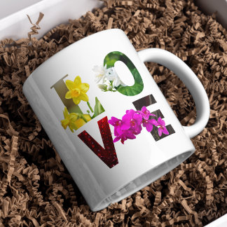 LOVE Floral Typography Kaffeetasse