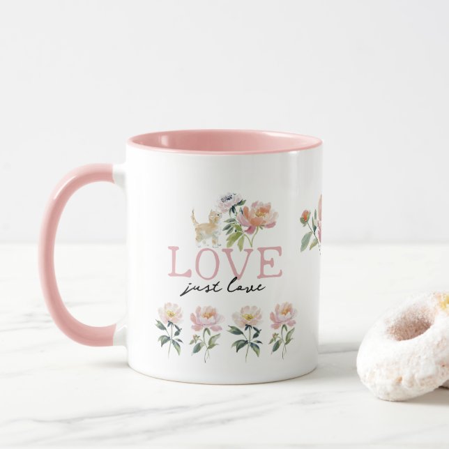 Love, Flowers and Kitten Beautiful Mug Tasse (Mit Donut)