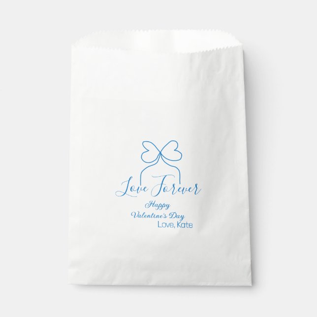 Love Forever blue bow happy Valentine's day name d Geschenktütchen (Vorderseite)