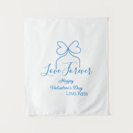 Love Forever blue bow happy Valentine's day name d Wandteppich
