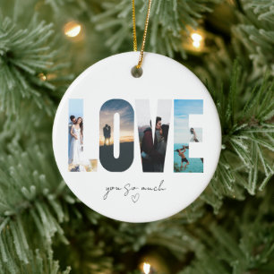 LOVE Foto-Collage Weihnachten Keramik Ornament