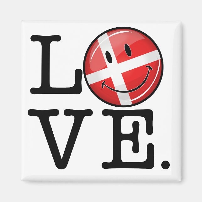 Love From Denmark Smiling Flag Magnet (Vorne)