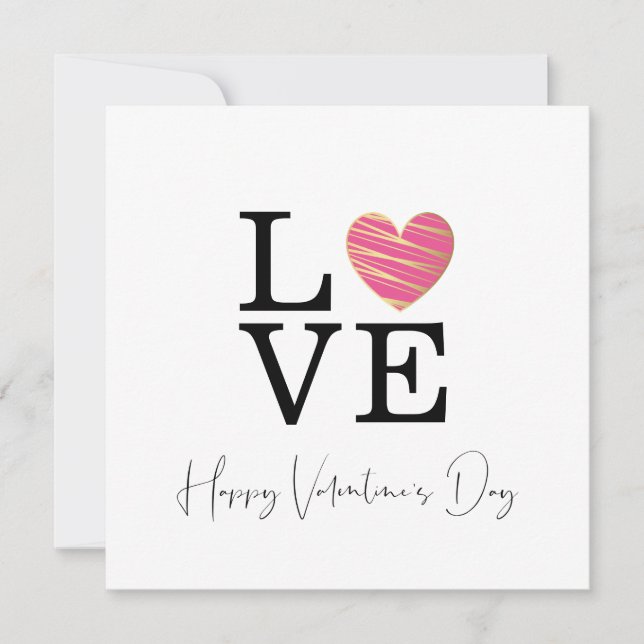 Love Fuchsia Heart Happy Valentine's Day Script (Vorderseite)