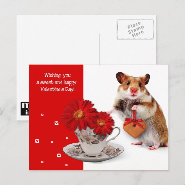 Love. Funny Hamster Valentine's Day  Feiertagspostkarte (Vorne/Hinten)