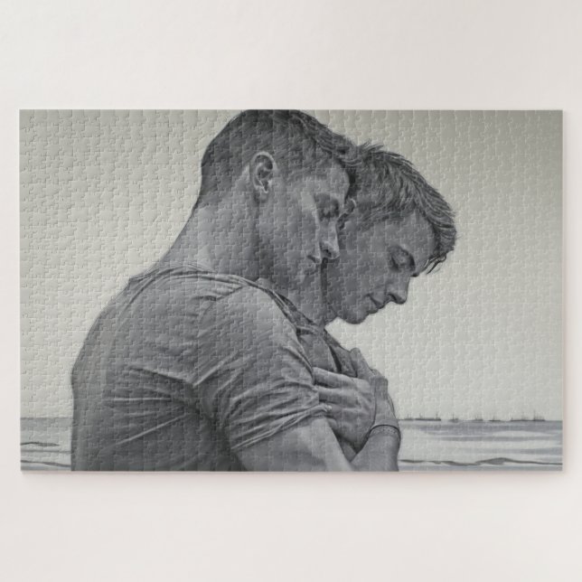 Love Gay Couple - Charcoal Sketch - (Horizontal)