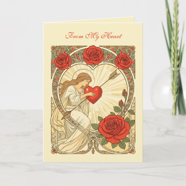 Love, Gently Held Vintage Art Nouveau Romance Karte (Vorderseite)