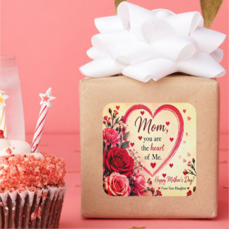 LOVE GIFT FOR MOTHER'S DAY  QUADRATISCHER AUFKLEBER